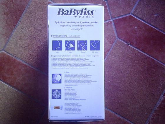 Epilateur laser durable Babyliss Homelight pulsée