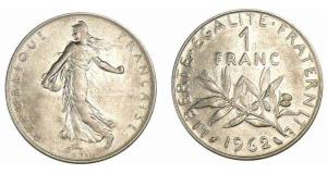 Pièce 1 franc Semeuse 1962