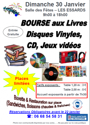 Bourse aux livres, disques vinyles, cd, jeux vidéos - Les Essards