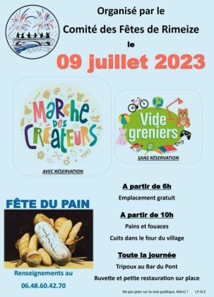 Rimeize - Marché des créateurs, vide grenier et fête du pain
