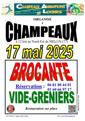 BROCANTE et VIDE-GRENIERS à CHAMPEAUX (77), le 17 mai 2025