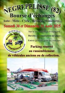 Bourse d'échanges de pièces autos, motos, cycles, de revues techniques, de miniatures, plaques ém