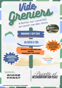 Dimanche 7 septembre 2025 Vide Greniers à BONNY SUR LOIRE (45) avec Artisans et Commerçants