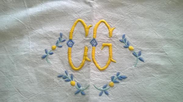 Ancienne housse de traversin écrue