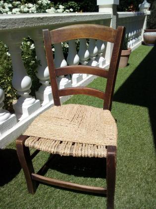 Petite chaise de cheminée en bois tressée main