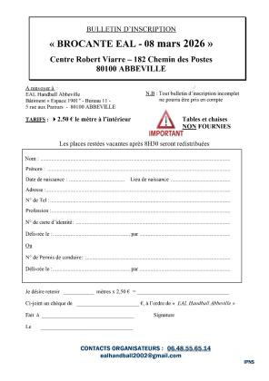 BROCANTE DE L'EAL HANDBALL ABBEVILLE