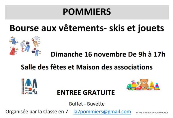 BOURSE aux FRINGUES -JOUETS - MATERIEL DE SKI - Pommiers