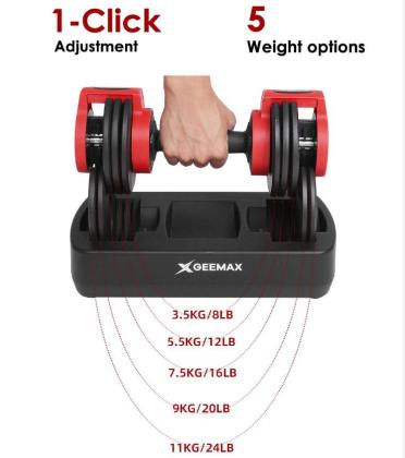 GEEMAX K2 Fit Dumbell Haltères poids musculation réglables en acier