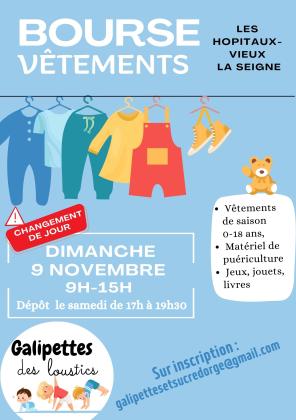 Bourse aux vetements enfants, matériel de puériculture, jeux, jouets et livres