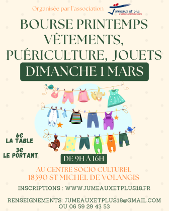 Bourse aux vêtements enfants, grossesse, puériculture - Saint-Michel-de-Volangis