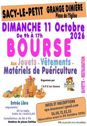 Bourse aux jouets, vêtements, puériculture - Sacy-le-Petit