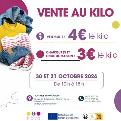 Vente au kilo de vêtements, chaussures et linge de maison