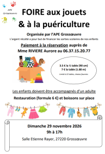 Foire aux jouets, puériculture - Grossoeuvre